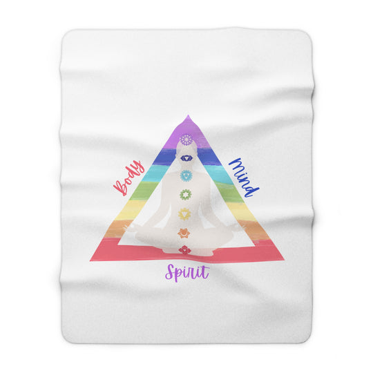 Triangle Connect Body Mind Spirit Chakra Cozy Sherpa Fleece Blanket