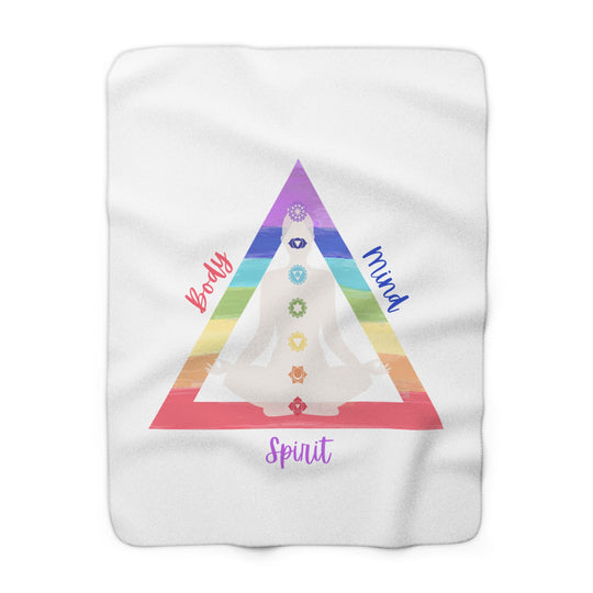 Triangle Connect Body Mind Spirit Chakra Cozy Sherpa Fleece Blanket